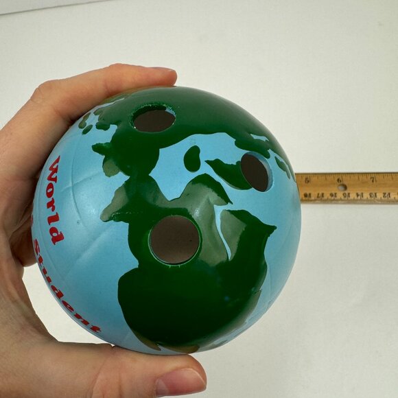Vtg World Class Student Painted World Globe Map Pencil Holder Russ Bernie and Co - Picture 9 of 13